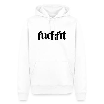 FUCKFIT - Men’s Premium Organic Hoodie - white - Front - Nico (187cm)
