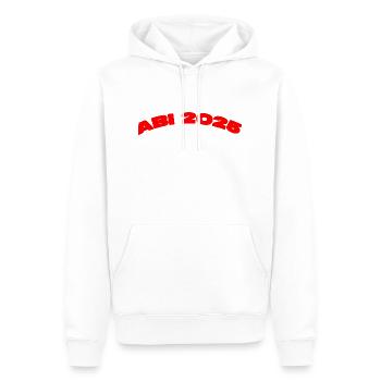 ABI 2025 – Wir lassen’s krachen! 🎉 - Männer Premium Bio Hoodie - Weiß - Vorne - Nico (187cm)