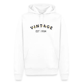 Vintage est 1984 - Sweat à capuche Premium bio Homme - blanc - Devant - Nico (187cm)