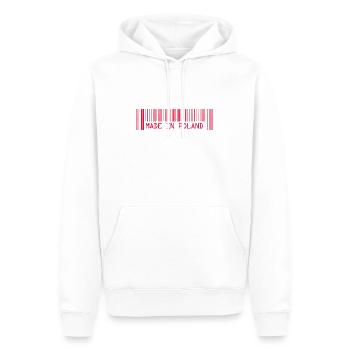 Fabriqué en Pologne - Pologne - Pologne - Code-barres - Dash - Sweat à capuche Premium bio Homme - blanc - Devant - Nico (187cm)