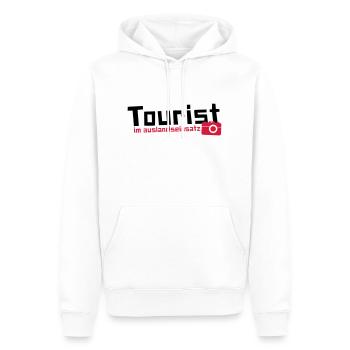 Tourist im Auslandseinsatz - Männer Premium Bio Hoodie - Weiß - Vorne - Nico (187cm)