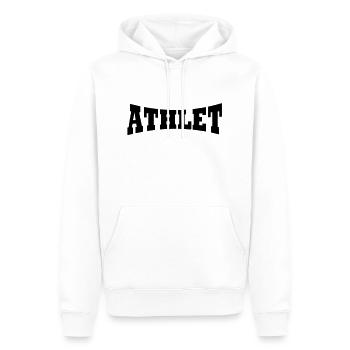 Athlet Schriftzug - Männer Premium Bio Hoodie - Weiß - Vorne - Nico (187cm)