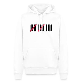 14ème Anniversaire - Sweat à capuche Premium bio Homme - blanc - Devant - Nico (187cm)