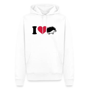 I love Hérisson - Sweat à capuche Premium bio Homme - blanc - Devant - Nico (187cm)