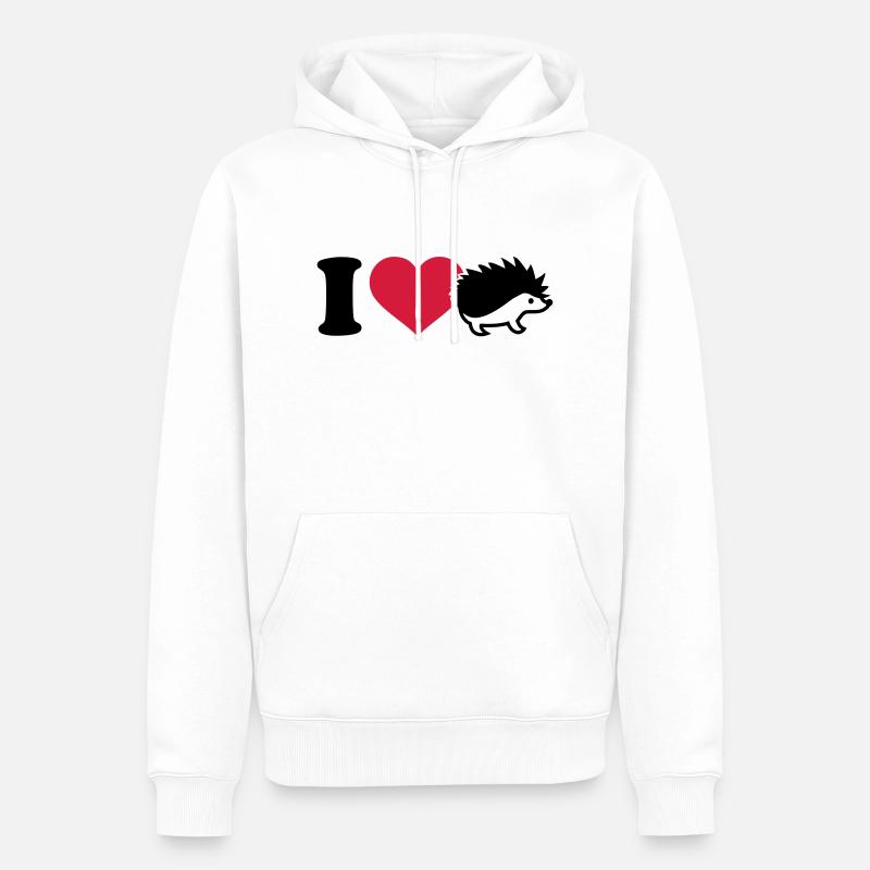 I love Hérisson - Sweat à capuche Premium bio Homme - blanc