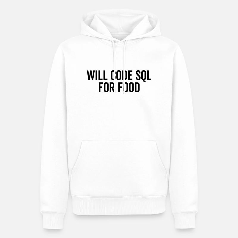 Codera SQL pour la nourriture - Sweat à capuche Premium bio Homme - blanc