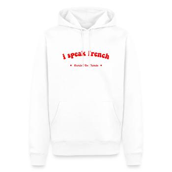 I speak french bordel de merde - Sweat à capuche Premium bio Homme - blanc - Devant - Nico (187cm)