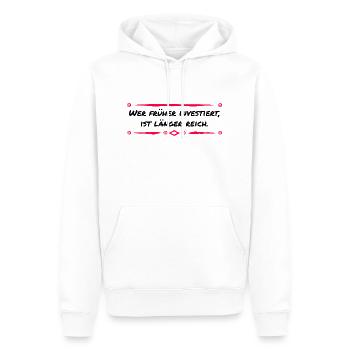 Wer früher Investiert ist länger reich 2.0 - Männer Premium Bio Hoodie - Weiß - Vorne - Nico (187cm)