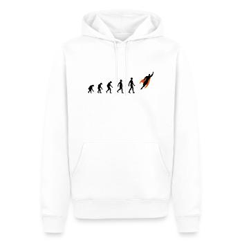 Evolution, super, held, Superhelden, darwin, - Männer Premium Bio Hoodie - Weiß - Vorne - Nico (187cm)
