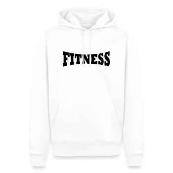 Fitness Schriftzug - Männer Premium Bio Hoodie - Weiß - Vorne - Nico (187cm)