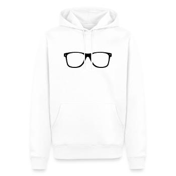 Geek - nerd - verres - Sweat à capuche Premium bio Homme - blanc - Devant - Nico (187cm)