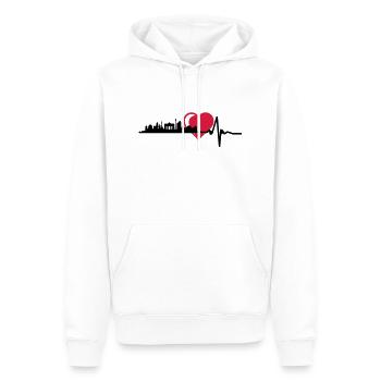 Berlin Skyline Zentral Herz Puls - Männer Premium Bio Hoodie - Weiß - Vorne - Nico (187cm)