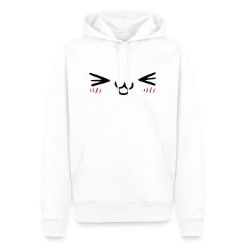 kawaii_face_4 - Männer Premium Bio Hoodie - Weiß - Vorne - Nico (187cm)