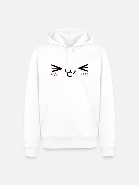 kawaii_face_4 - Männer Premium Bio Hoodie - Weiß