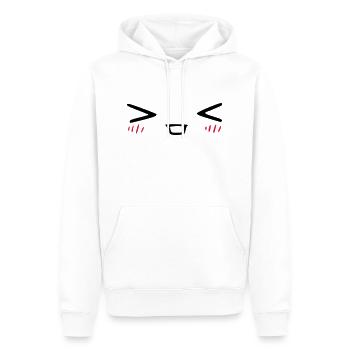 kawaii_face_7 - Männer Premium Bio Hoodie - Weiß - Vorne - Nico (187cm)