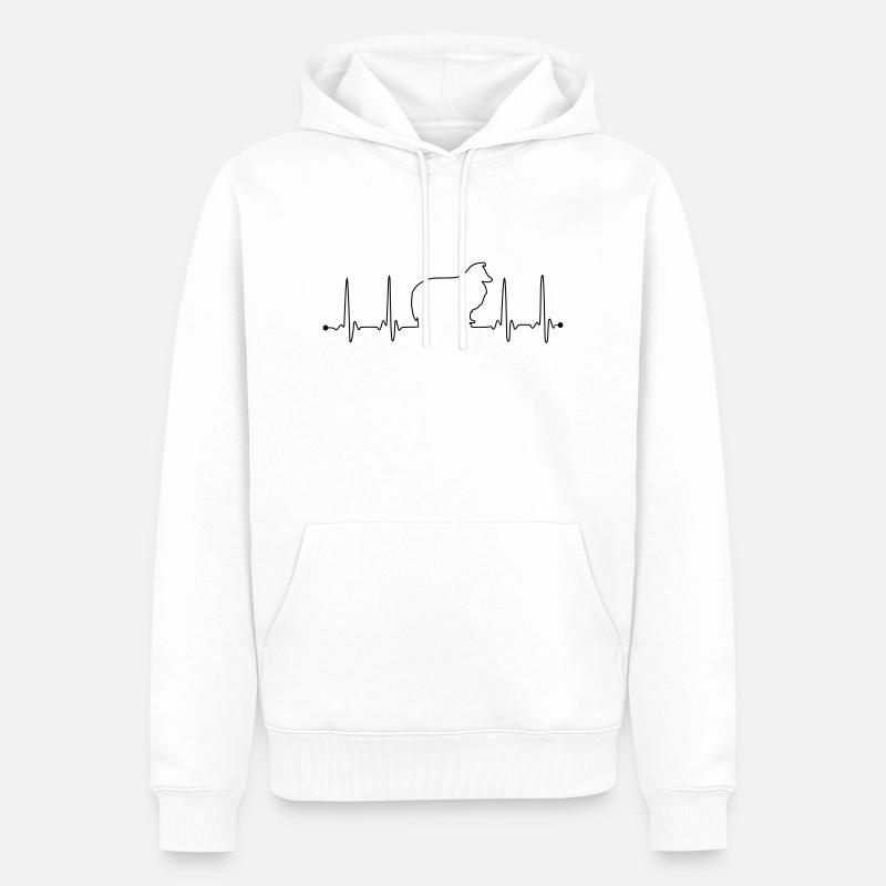Sheltie Herzfrequenz - Männer Premium Bio Hoodie - Weiß