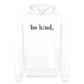 be kind. - Männer Premium Bio Hoodie - Weiß - Vorne - Nico (187cm)