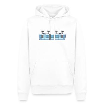 Schwebebahn kurz - Männer Premium Bio Hoodie - Weiß - Vorne - Nico (187cm)