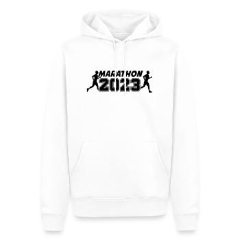 Marathon 2023 - Männer Premium Bio Hoodie - Weiß - Vorne - Nico (187cm)