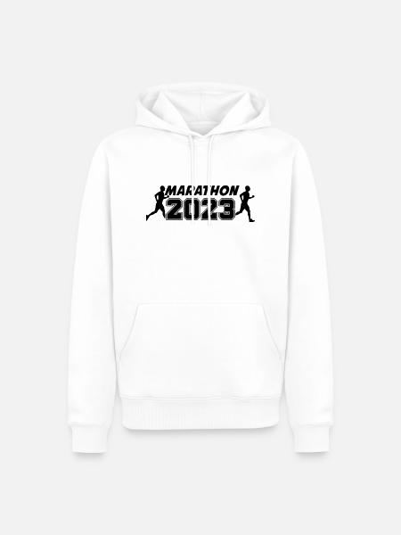 Marathon 2023 - Sweat à capuche Premium bio Homme - blanc