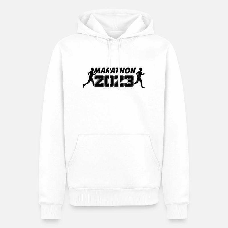 Marathon 2023 - Sweat à capuche Premium bio Homme - blanc