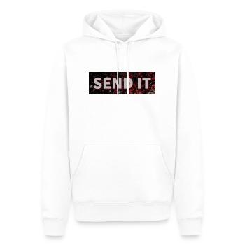 SEND IT Boxlogo - Männer Premium Bio Hoodie - Weiß - Vorne - Nico (187cm)