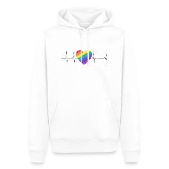 Herzklopfen Herz Regenbogen Diversität - Männer Premium Bio Hoodie - Weiß - Vorne - Nico (187cm)