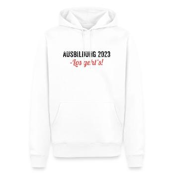 Ausbildung 2023 Los geht's! Handwerk, Azubi, Lehre - Männer Premium Bio Hoodie - Weiß - Vorne - Nico (187cm)