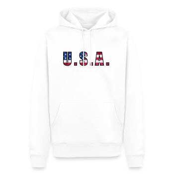 États-Unis _ 01 - Sweat à capuche Premium bio Homme - blanc - Devant - Nico (187cm)