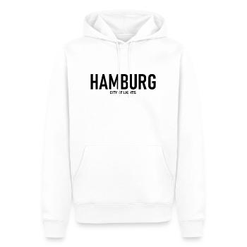 Hambourg - Ville Lumière - Alster - Cité hanséatique - Sweat à capuche Premium bio Homme - blanc - Devant - Nico (187cm)