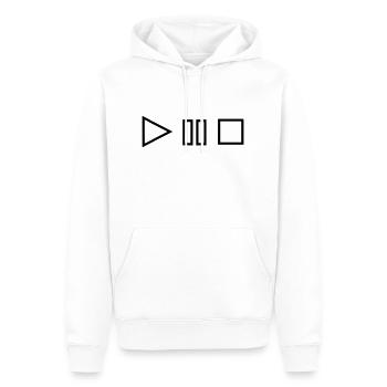 Play Stopp Pause - Männer Premium Bio Hoodie - Weiß - Vorne - Nico (187cm)