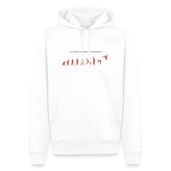 Evolution - Männer Premium Bio Hoodie - Weiß - Vorne - Nico (187cm)