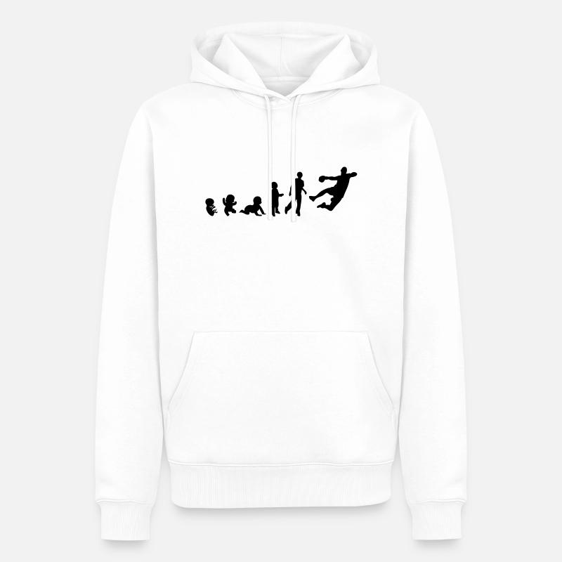 Handball-Sport-Evolution der Menschenrechte - Männer Premium Bio Hoodie - Weiß