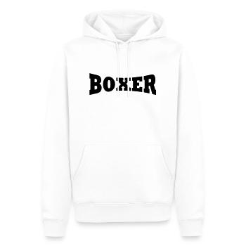 Boxer lettrage - Sweat à capuche Premium bio Homme - blanc - Devant - Nico (187cm)