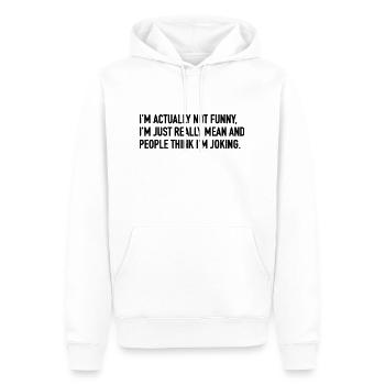 Im actually not funny - Männer Premium Bio Hoodie - Weiß - Vorne - Nico (187cm)