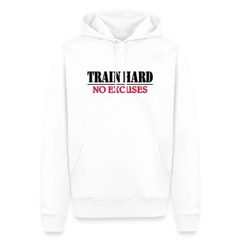 Train hard-no excuses - Sweat à capuche Premium bio Homme - blanc - Devant - Nico (187cm)