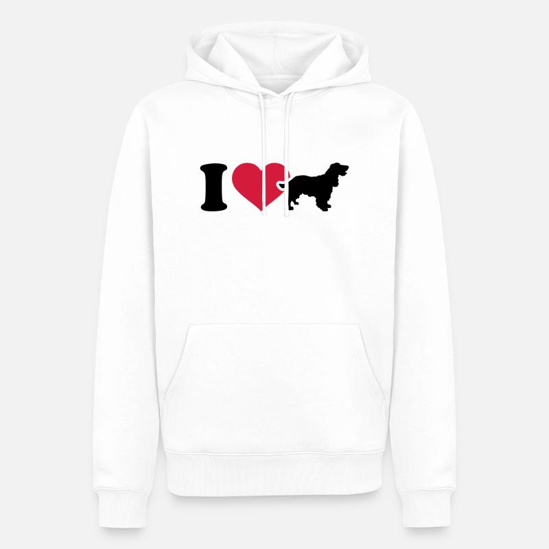 I love Cocker Spaniel - Sweat à capuche Premium bio Homme - blanc