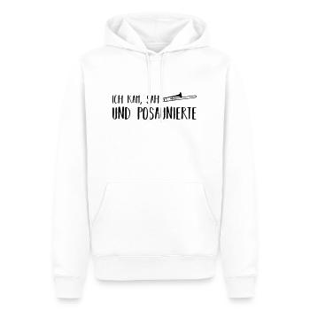 ich kam, sah und posaunierte - Männer Premium Bio Hoodie - Weiß - Vorne - Nico (187cm)