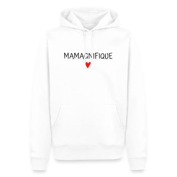 mamagnifique (mama magnifique) - Sweat à capuche Premium bio Homme - blanc - Devant - Nico (187cm)