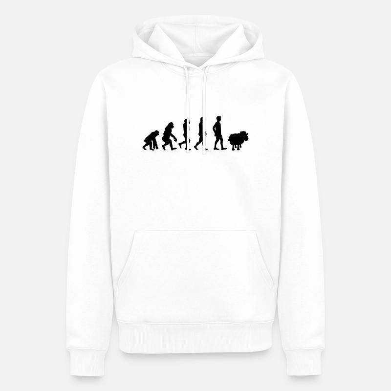 evolution mouton cadeau anti-système complotiste - Sweat à capuche Premium bio Homme - blanc