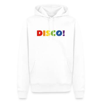 DISCO Regenbogen Text - Männer Premium Bio Hoodie - Weiß - Vorne - Nico (187cm)