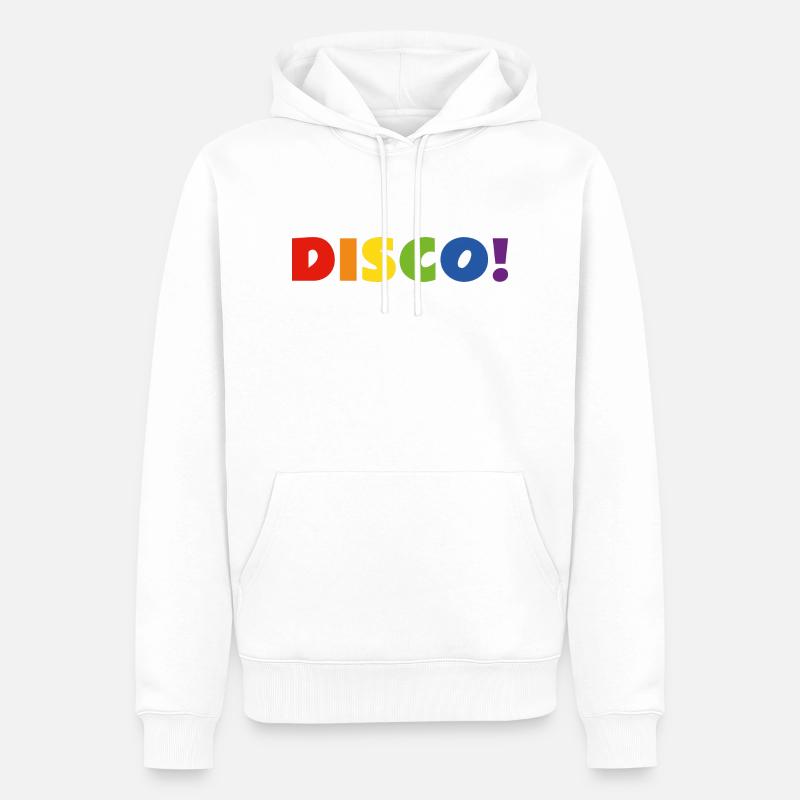 DISCO Regenbogen Text - Männer Premium Bio Hoodie - Weiß