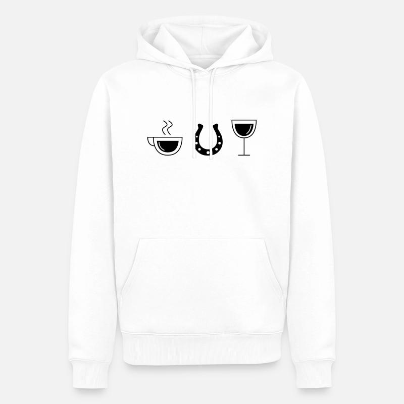 Kaffeewein und Pferd - - Männer Premium Bio Hoodie - Weiß