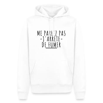 Me parlez pas j'arrête de fumer - Sweat à capuche Premium bio Homme - blanc - Devant - Nico (187cm)