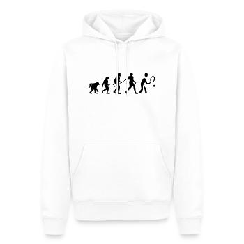 Cooles „Evolution Tennis Shirt“ Design - Männer Premium Bio Hoodie - Weiß - Vorne - Nico (187cm)