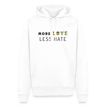 Pride Month, LGBT, Liebe mehr, weniger Hass - Männer Premium Bio Hoodie - Weiß - Vorne - Nico (187cm)