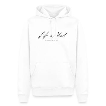La vie est courte, mangez d’abord un dessert - Sweat à capuche Premium bio Homme - blanc - Devant - Nico (187cm)