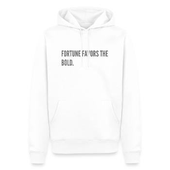 Fortune favors the bold. - Men’s Premium Organic Hoodie - white - Front - Nico (187cm)