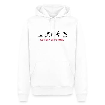 Triathlon GO HARD - Männer Premium Bio Hoodie - Weiß - Vorne - Nico (187cm)