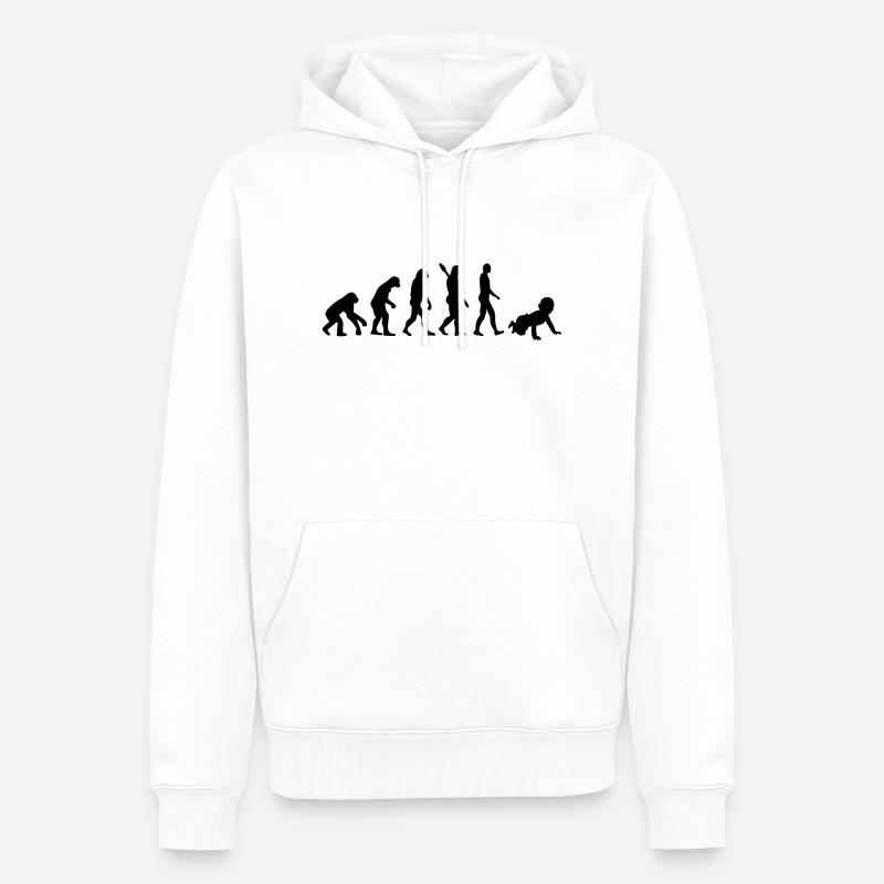 Évolution Bébé - Sweat à capuche Premium bio Homme - blanc